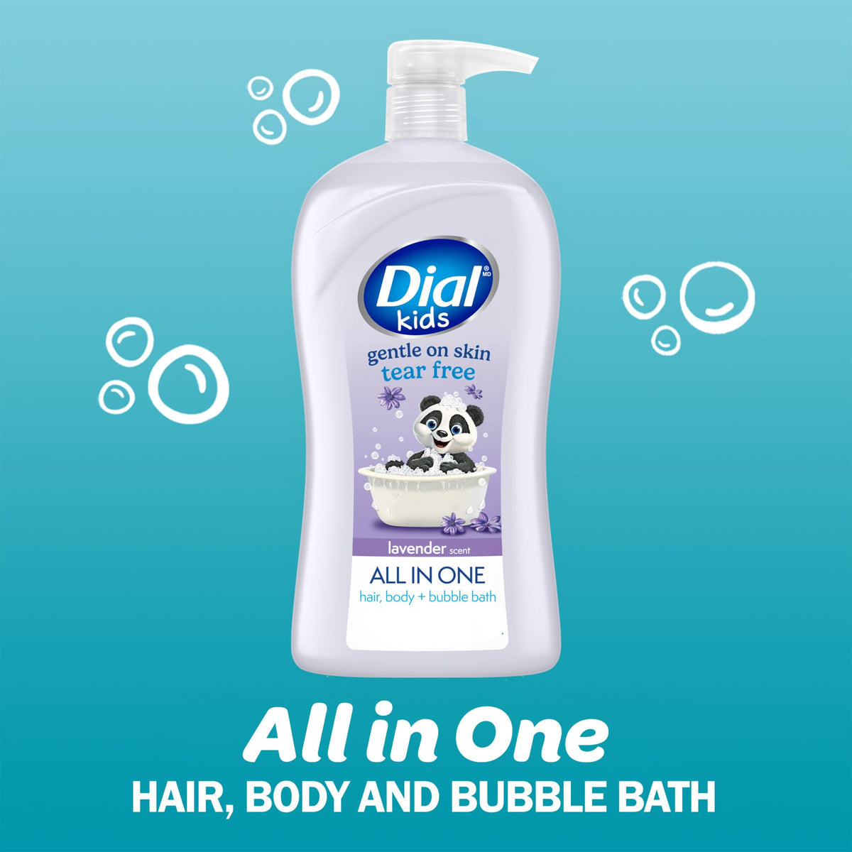 Dial Kids Lavender 3-in-1 Body + Hair + Bubble Bath, Body Wash, 32 Fl Oz Dial