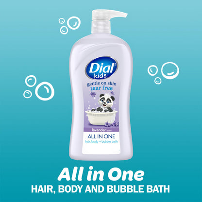 Dial Kids Lavender 3-in-1 Body + Hair + Bubble Bath, Body Wash, 32 Fl Oz Dial