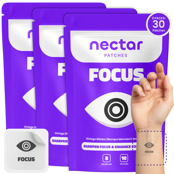 Nectar Focus Patches | Natural Cognitive Support with Ginkgo Biloba, Bacopa & Magnesium for Memory – Mental Clarity Neuro Patches for Work, Study – Clean Plant-Based Nootropic Alternative | 30 Count Nectar Patches buy australia supplements