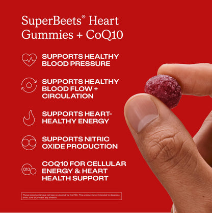 Humann SuperBeets 3-in-1 Heart Gummies - 3x Absorption CoQ10 - Plus Beetroot Extract & Grape Seed Extract for Advanced Heart Health, Cellular Energy & Circulation Support Humann