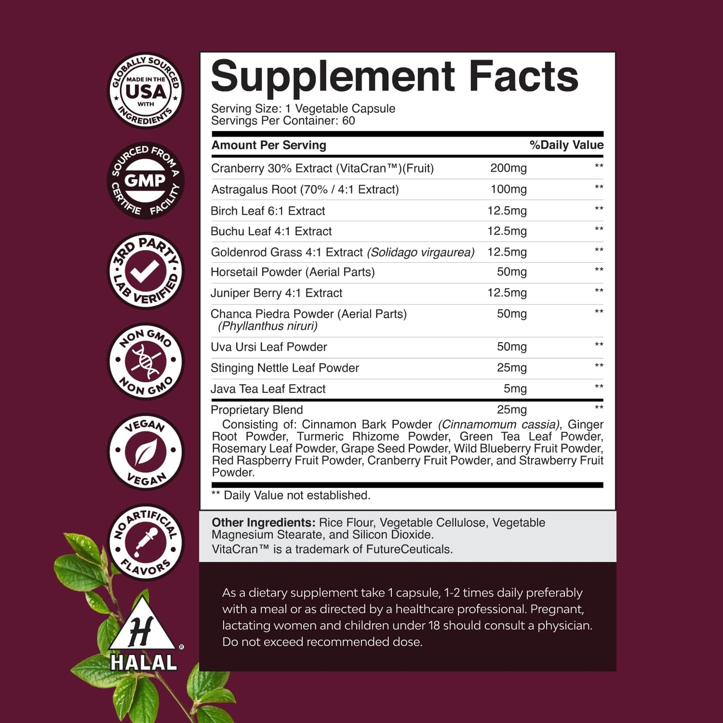 Advanced Kidney Cleanse Support - Cranberry Supplement - 60 Capsules | Kidney Support Supplement with Uva Ursi, Stinging Nettle Leaf & Astragalus - Urinary Tract Support - Vegan - 60 Servings Gsupps Australia