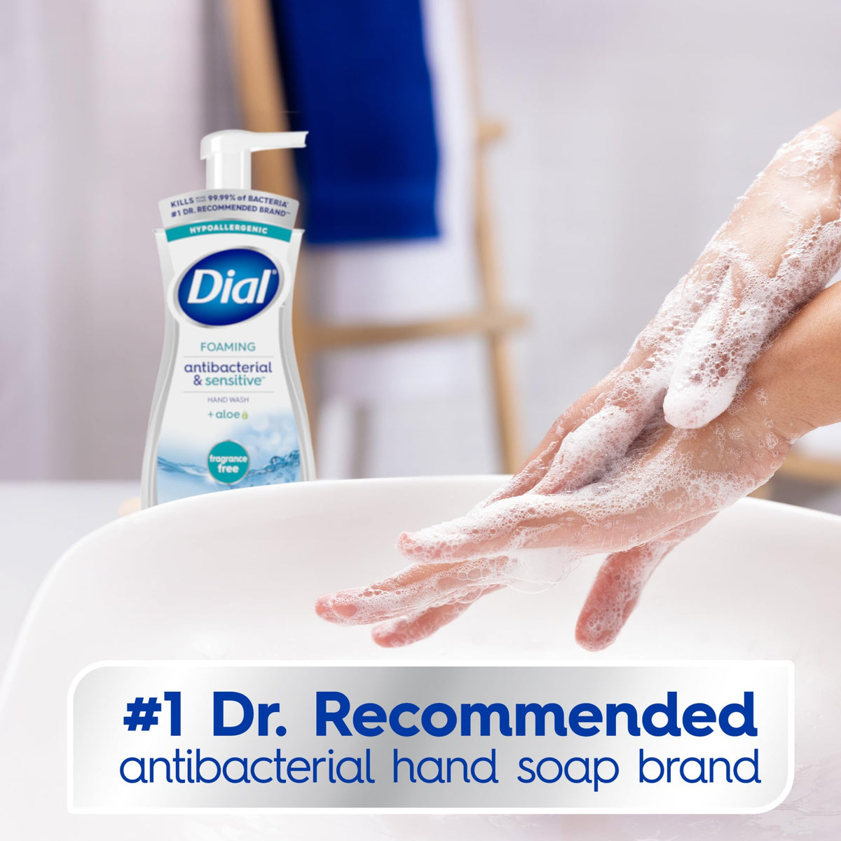 Dial Antibacterial Defense Foaming Hand Soap + Aloe, Fragrance Free, 7.5 Fl Oz (Pack of 6), Dermatologist-Tested Hand Wash, Gentle on Skin Dial