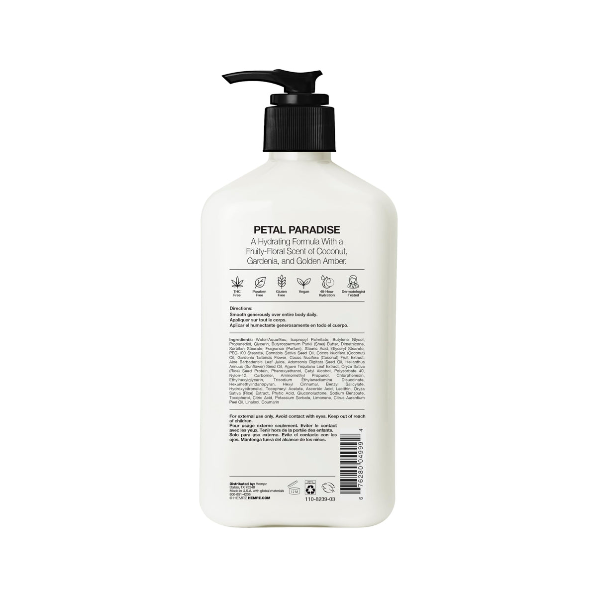 Hempz Body Lotion Moisturizer - White Gardenia & Coconut Palm - Daily Moisturizing Cream, Shea Butter, Coconut Oil - Skin Care Products, All Natural Hemp Seed Oil - 17 Fl Oz Hempz
