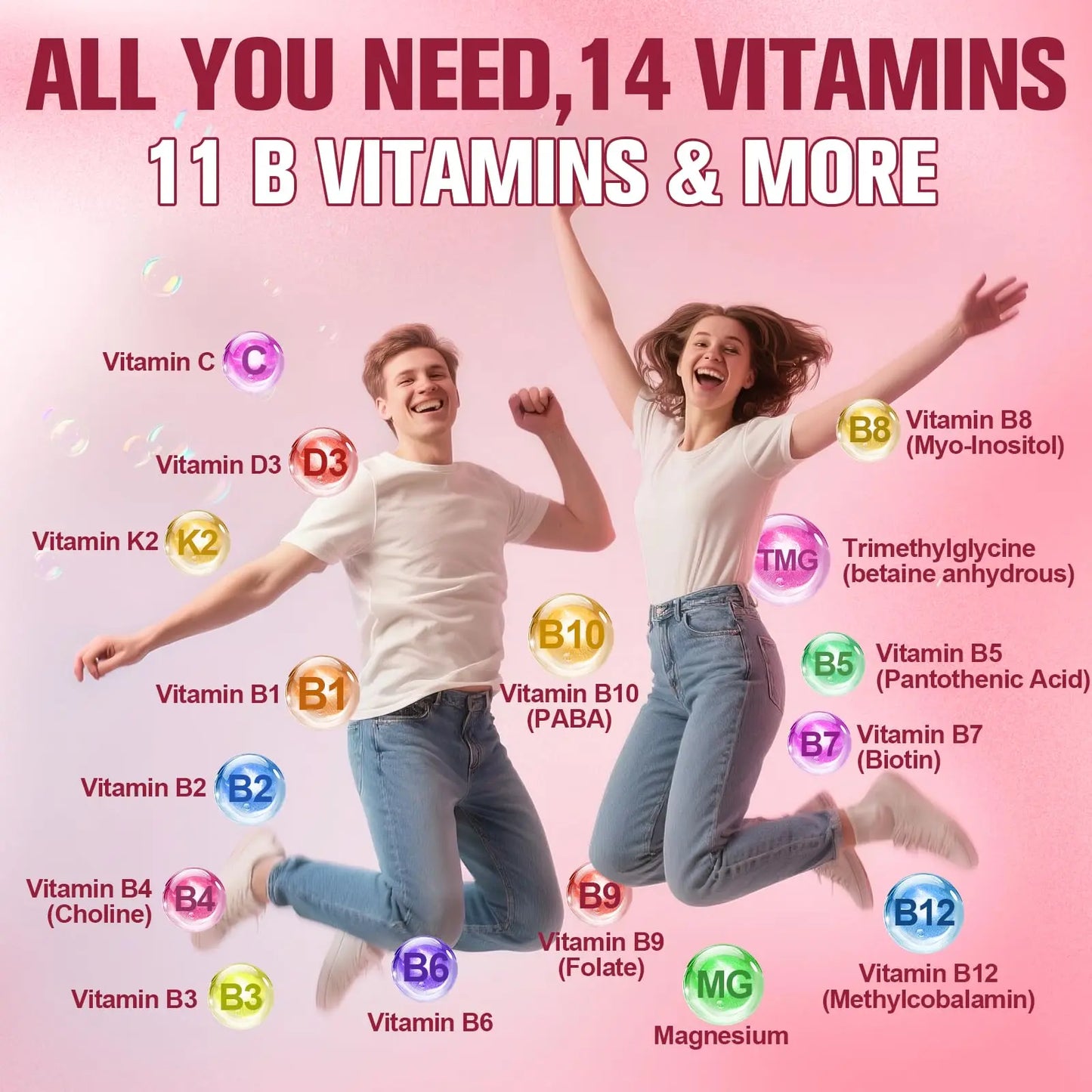 Ultra Methylated Vitamin B Complex Sugar Free Gummies - All B Vitamins + Vitamin C D3 K2 Ashwagandha Magnesium Omega 3 CoQ10 for Women Men - Methyl Vitamin B12 Femmetra