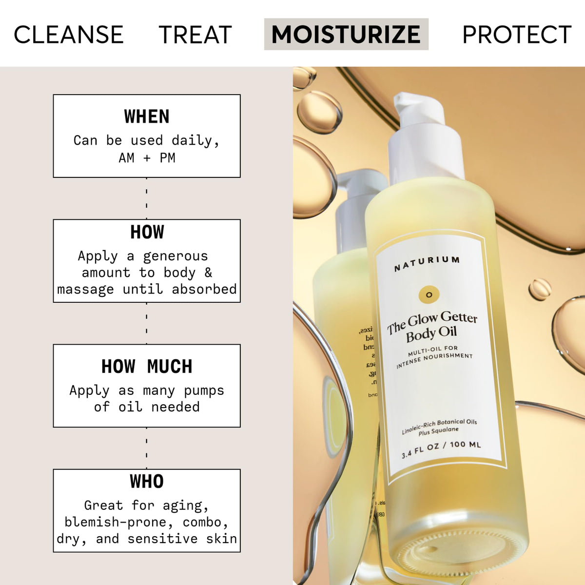 Naturium The Glow Getter Body Oil, Botanical Blend with Squalane, 3.4 oz Naturium