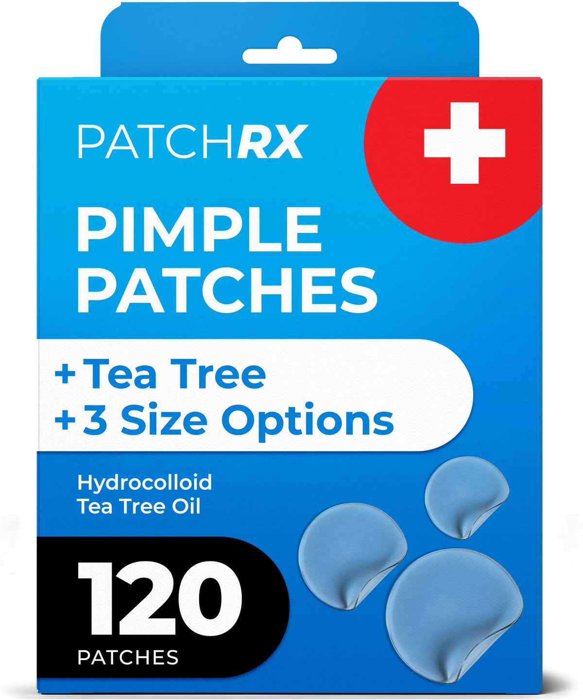 PatchRx Pimple Patches for Face (120 Patches), Hydrocolloid Acne Patches with Tea Tree Oil, Pimple Patch Pimple Stickers - Hydrocolloid Patch Acne Dots - Acne Pimple Patches For Face - Zit Patches PatchRx