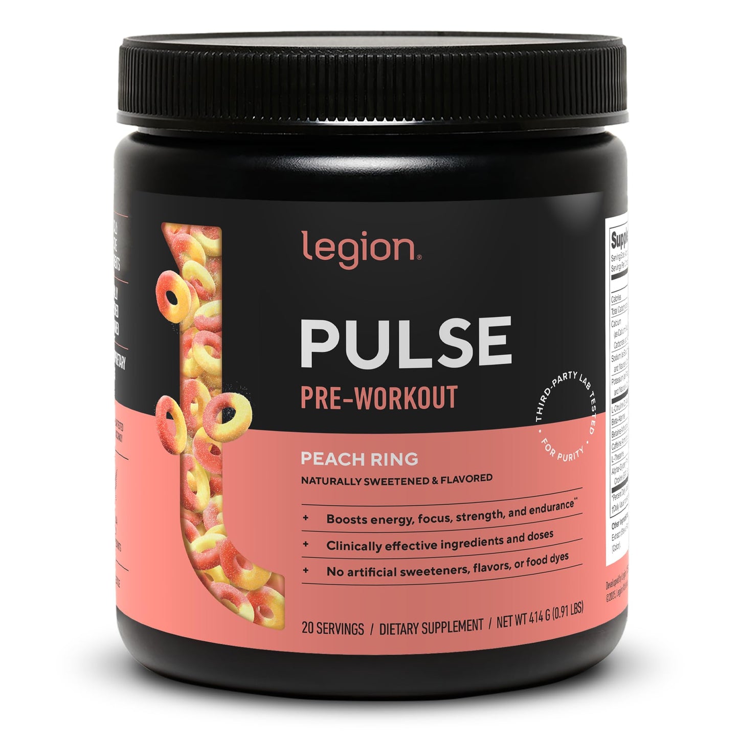 LEGION Pulse Pre Workout Supplement - All Natural Nitric Oxide Preworkout Drink to Boost Energy, Creatine Free, Naturally Sweetened, Beta Alanine, Citrulline, Alpha GPC (Fruit Punch)