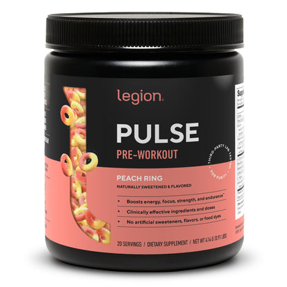 LEGION Pulse Pre Workout Supplement - All Natural Nitric Oxide Preworkout Drink to Boost Energy, Creatine Free, Naturally Sweetened, Beta Alanine, Citrulline, Alpha GPC (Fruit Punch)
