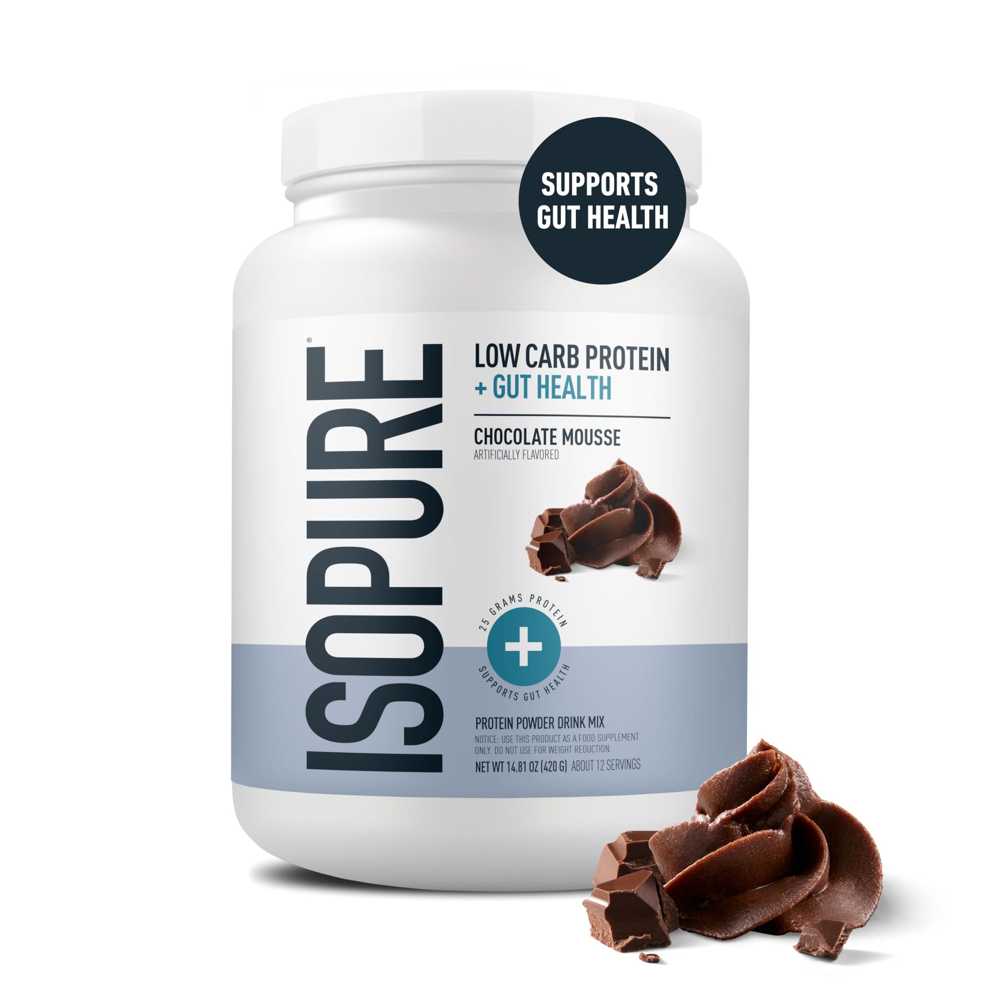 Isopure Protein + Gut Health & Immune Support Powder, Chocolate Mousse, 25g Whey Protein with Prebiotics & Vitamins, 12 Servings (Pack of 1) Isopure buy australia supplements