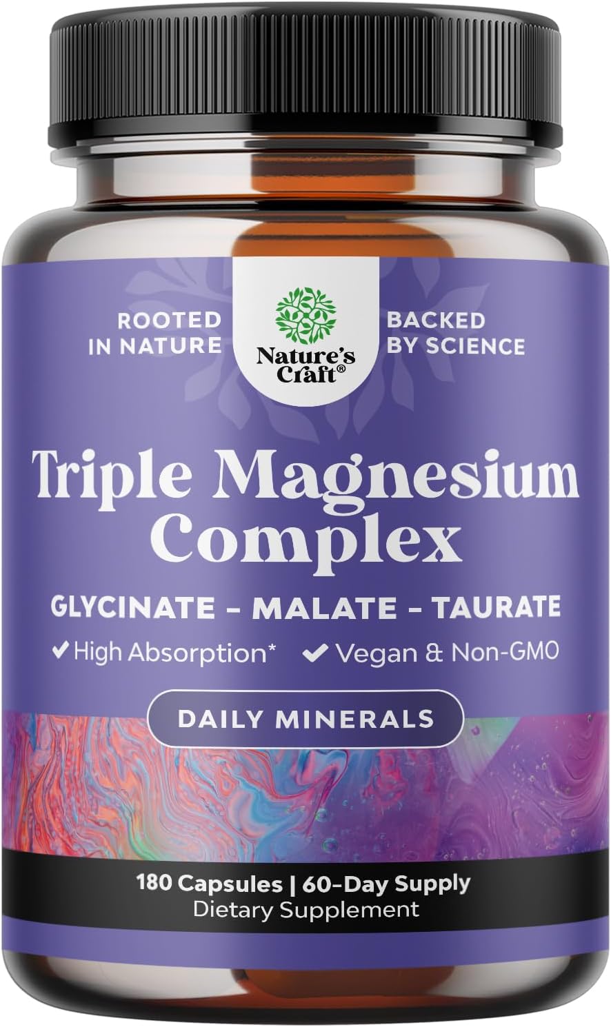 Triple Magnesium Complex 400mg w Magnesium Glycinate Taurate Malate - 180ct | Magnesium triple complex for women and men with magnesium taurate glycinate malate blend Magnesio Gsupps Australia