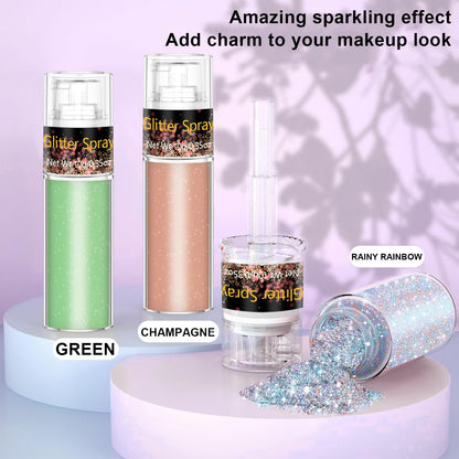 Scarman Hair and Body Glitter Spray, 1PC Glint-Rainbow Hairspray Powder Scarman