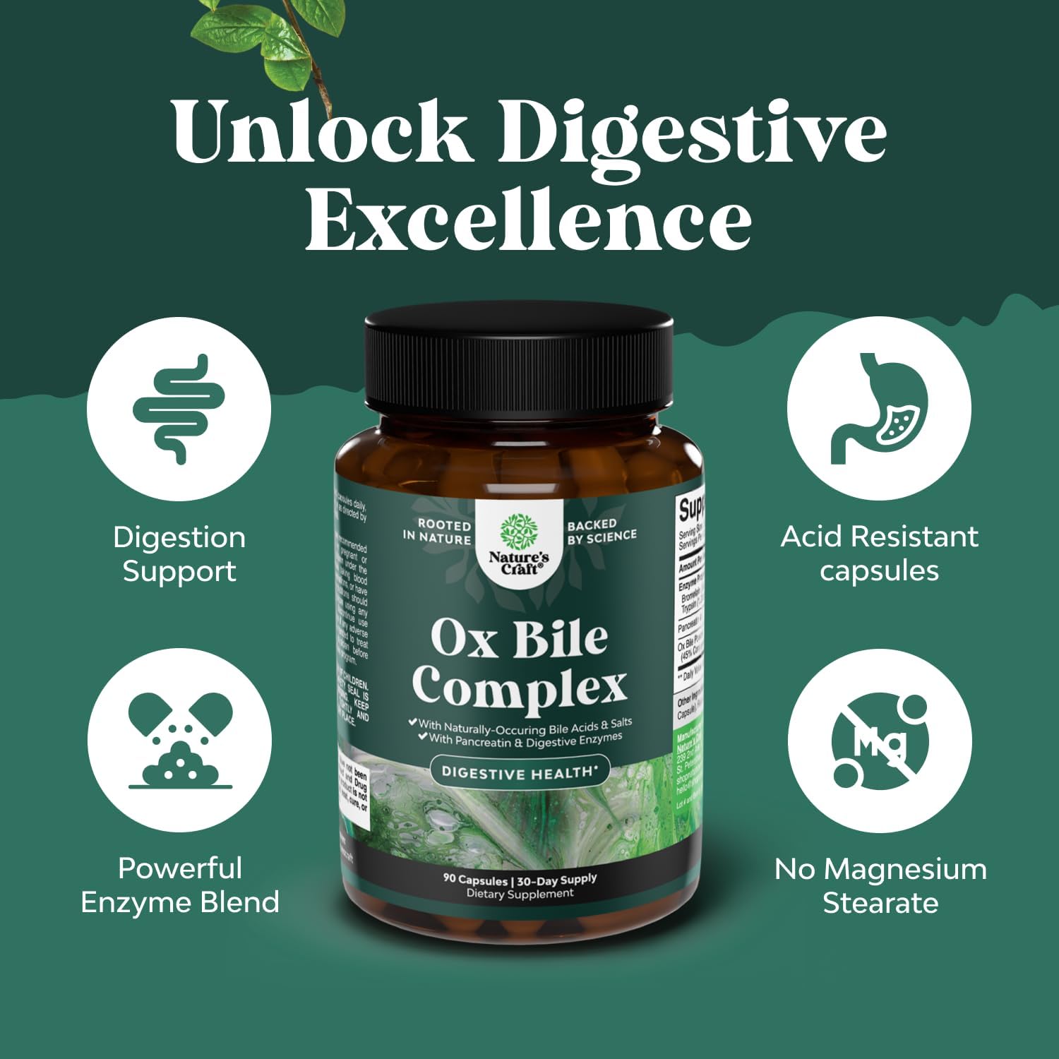 Digestive Enzymes with Ox Bile - Ox Bile Supplements for No Gallbladder with Trypsin, Papain & Bromelain Enzyme for Pancrease Cleanse & Detox - Pancreatin Digestion Enzymes for Women & Men - 90 Ct Gsupps Australia