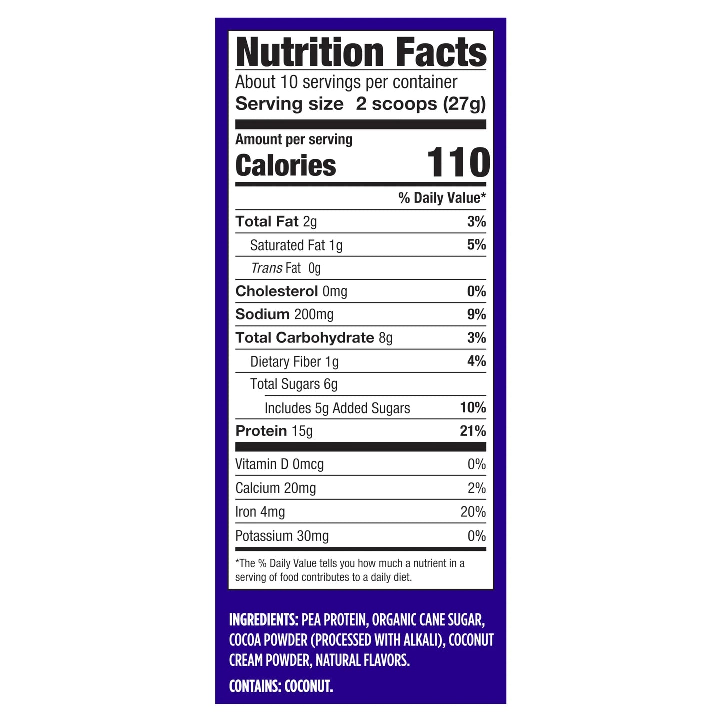 Vega Protein Made Simple - 15g Plant-Based Pea Protein, Chocolate, 10 Servings, Stevia Free, No Artificial Sweeteners or Gums, Non-GMO, Gluten Free, Dairy Free, 9.6oz (Packaging May Vary) Vega