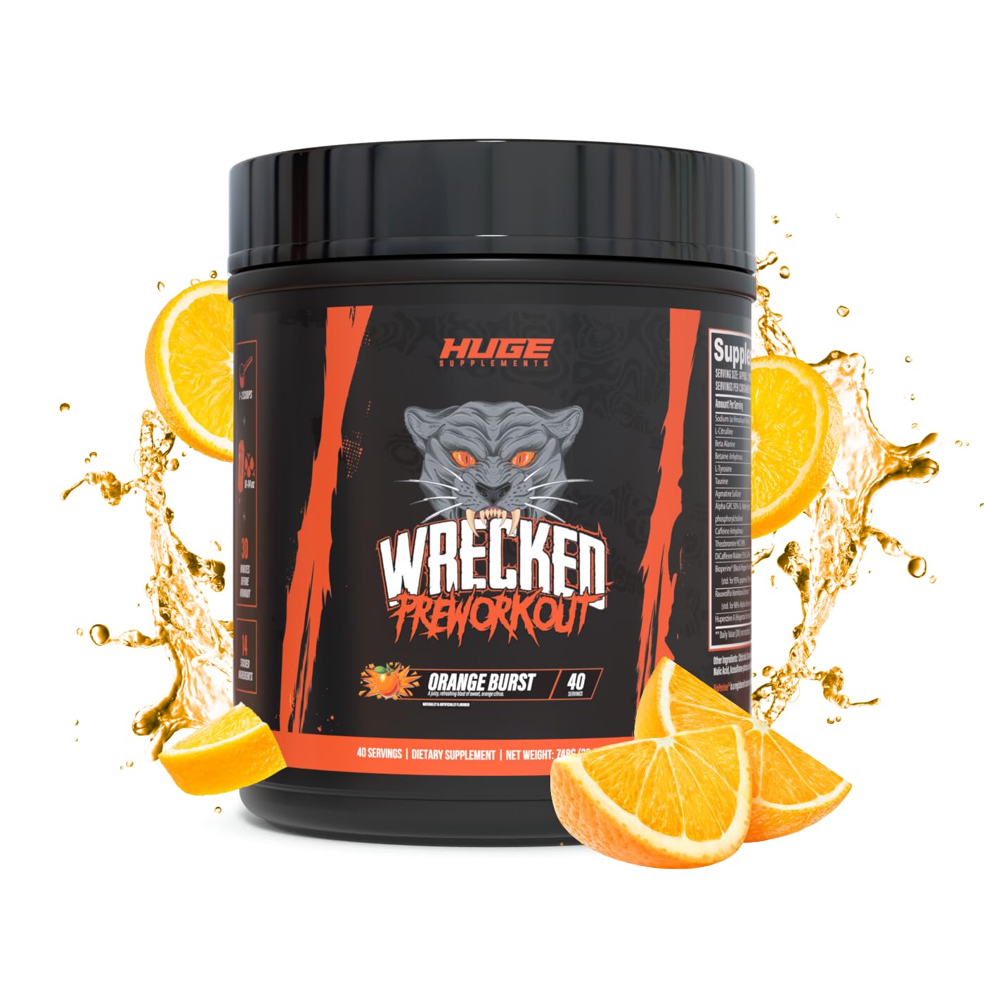 Wrecked Pre Workout Powder, Advanced Formula, Boosts Energy, Focus, Pumps & Performance, 10g L-Citrulline, 6.4g Beta Alanine, 5g Tyrosine, 1g Alpha GPC, 375mg Fast-Acting Caffeine & More (40 Servings)