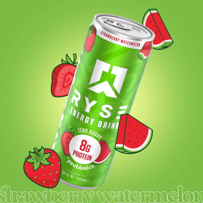 RYSE Functional Energy Drink - 5 Flavors Variety Pack - 150mg Natural Caffeine, 8g Whey Protein & 1g Prebiotics - Sugar Free, Gut-Friendly, Bloat-Free - 12 fl oz Cans (12-Pack)