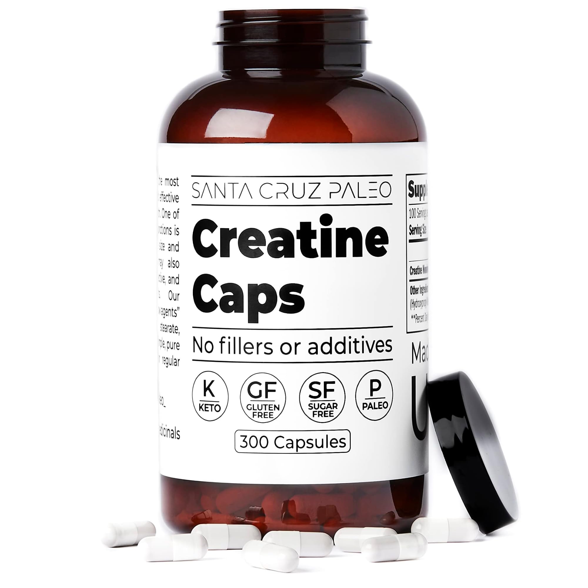 Santa Cruz Paleo Creatine Capsules, Supports Muscle Growth & Energy, Gluten Free, Keto, Sugar Free, Paleo, No Fillers or Additives, Creatine Monohydrate Pills, Santa Cruz Paleo buy australia supplements