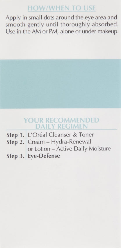 L'Oreal Paris Dermo-Expertise Eye Defense Eye Cream with Caffeine and Hyaluronic Acid 0.5 oz L'Oreal Paris