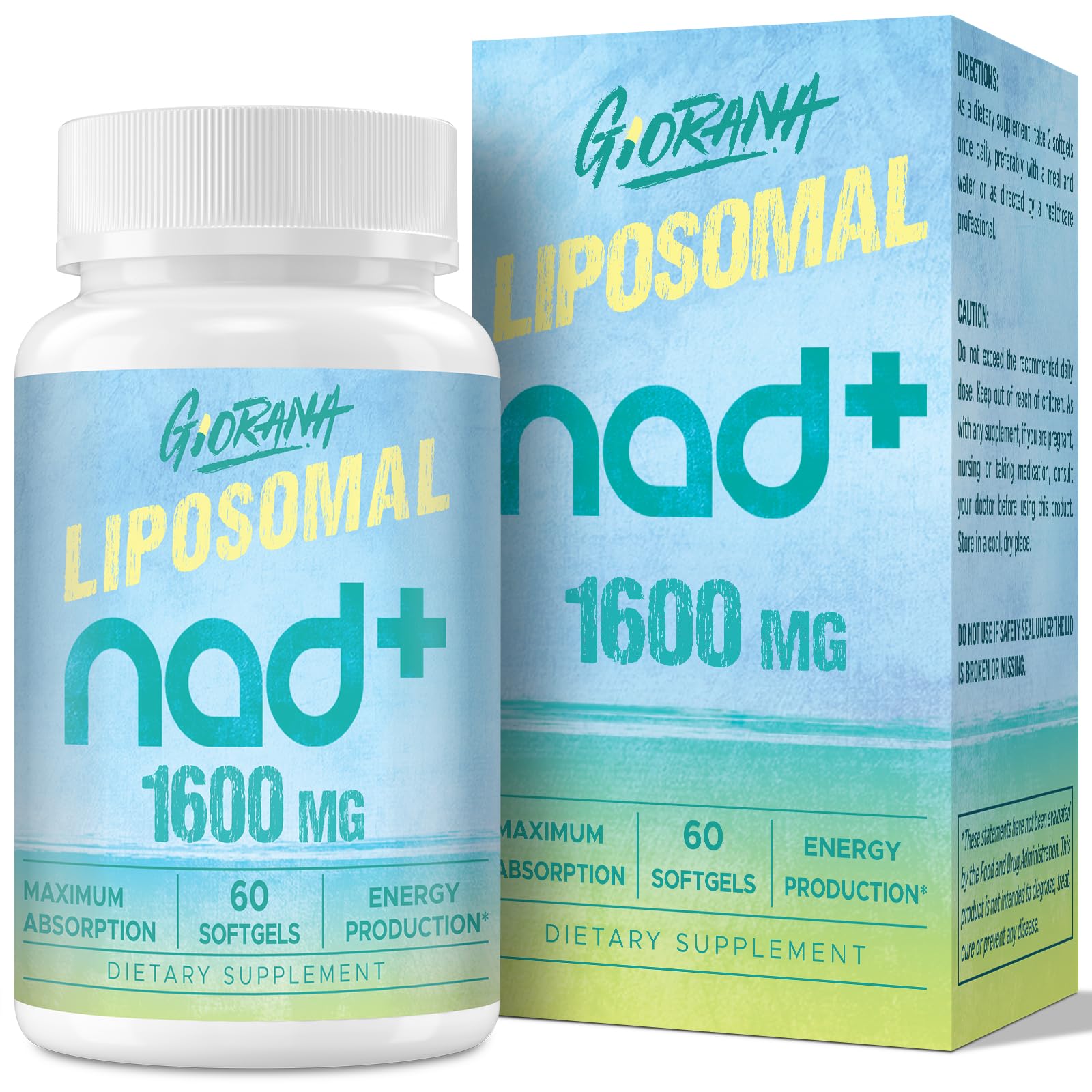 GIORANA 1600 MG Liposomal NAD+ Supplement, NAD+ Boosting Supplement, Superior Absorption, Vitamin B3 for Aging Defense, Longevity, Energy, Repair, Non-GMO, 60 Softgels GIORANA buy australia supplements