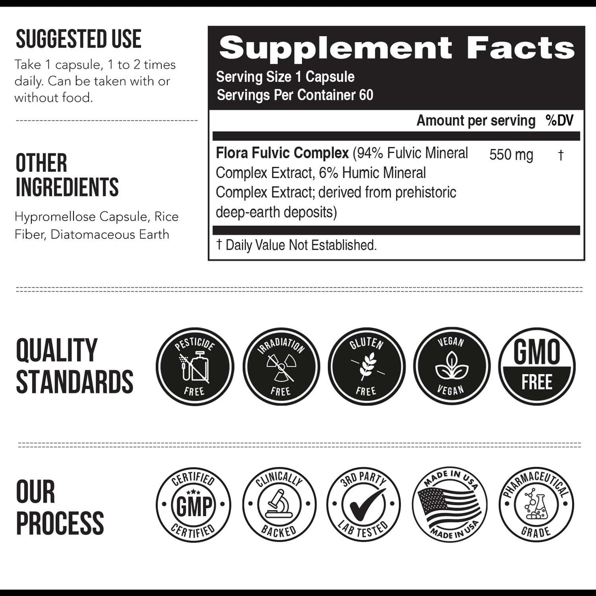 Flora Fulvic | Fulvic Acid + Humic Acid Complex – 550 mg |Mined in Utah, Prehistoric Deep Earth Extract | Immunity, Gut, Digestion – Natural Trace Mineral Complex Triquetra Health