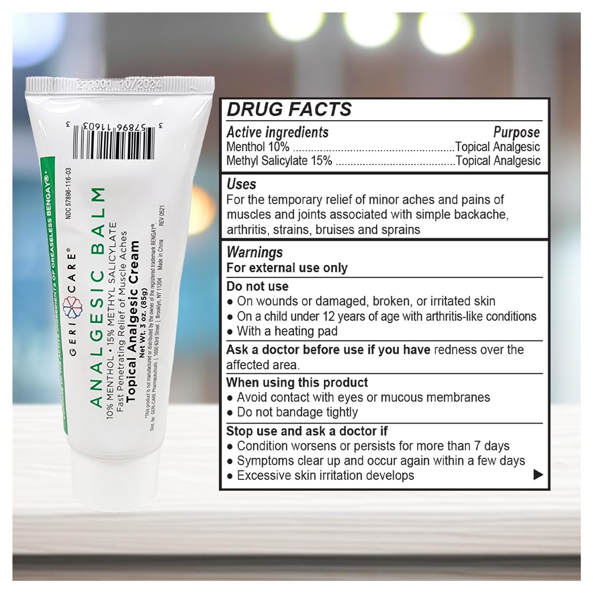 GeriCare Topical Analgesic Cream, Menthol 10%, Methyl Salicylate 15%, Fast Absorption, Pain Relief of Minor Muscle Aches, Body Stiffness, Joint Pain & Soreness, 3 Ounce (Pack of 1) GeriCare buy australia supplements