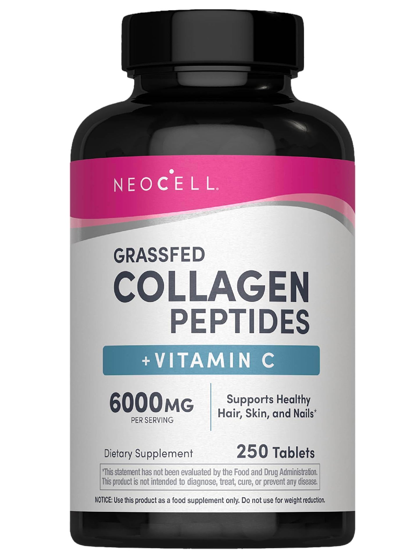 NeoCell Collagen Peptides | 250 Tablets | with Vitamin C | Grassfed Supplement | Hair, Skin, & Nails | for Women and Men NeoCell