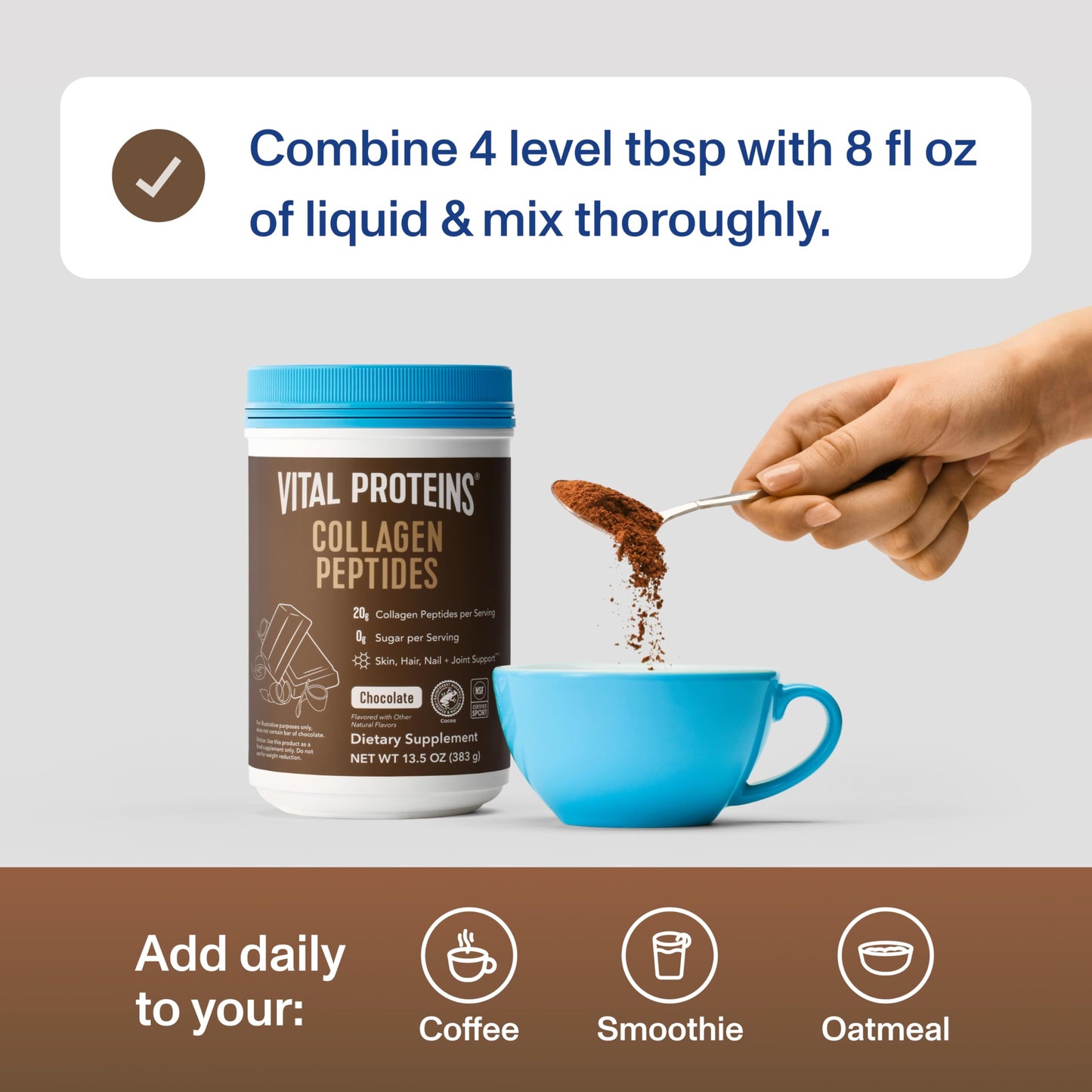 Vital Proteins Collagen Peptides Powder - Chocolate Powder for Hair, Nail, Skin, Bone & Joint Health, 13.5oz Vital Proteins