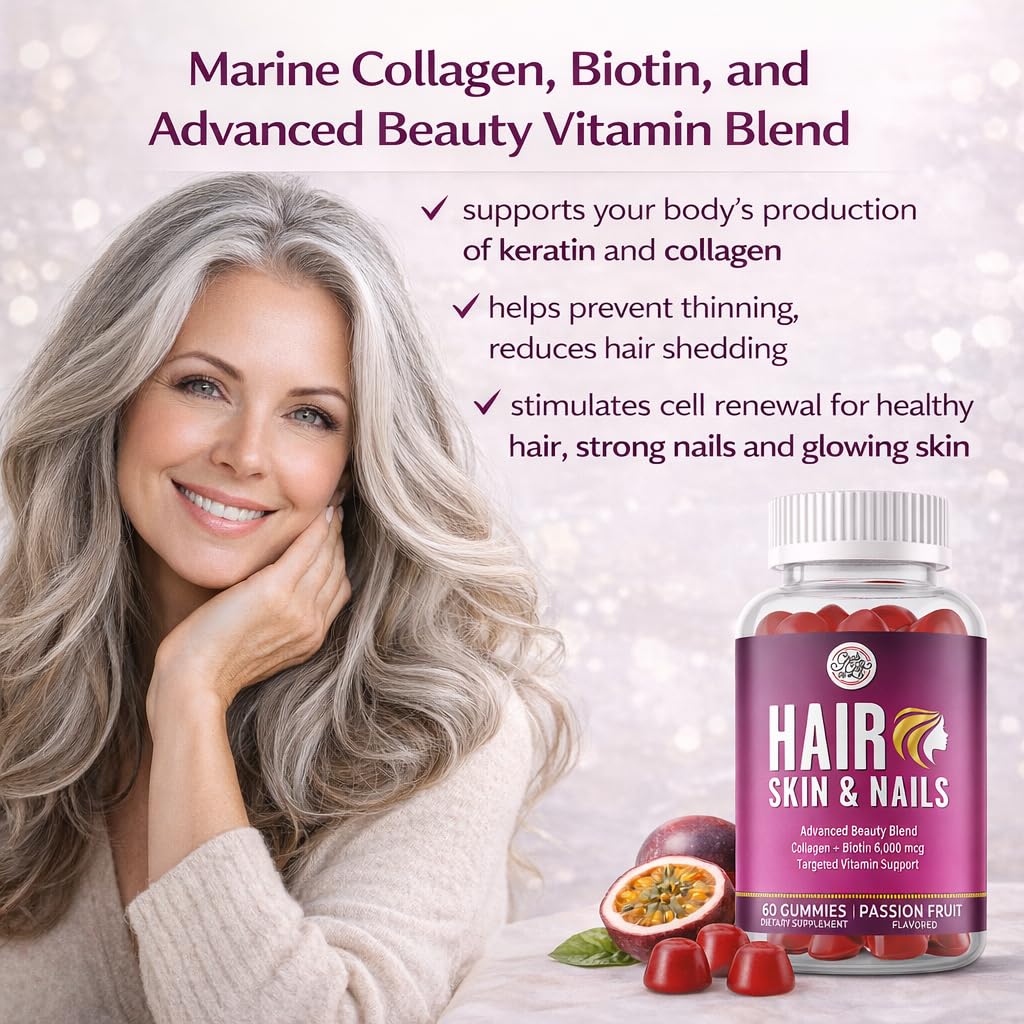 Grab The Gold Hair Skin & Nails Vitamins for Women | Gummies with 6000mcg Biotin & Collagen | 10 Essential Vitamin & Minerals | Gluten-Free, Non-GMO, Passion Fruit Flavor | 1 Month Supply, Made in USA Grab The Gold buy australia supplements