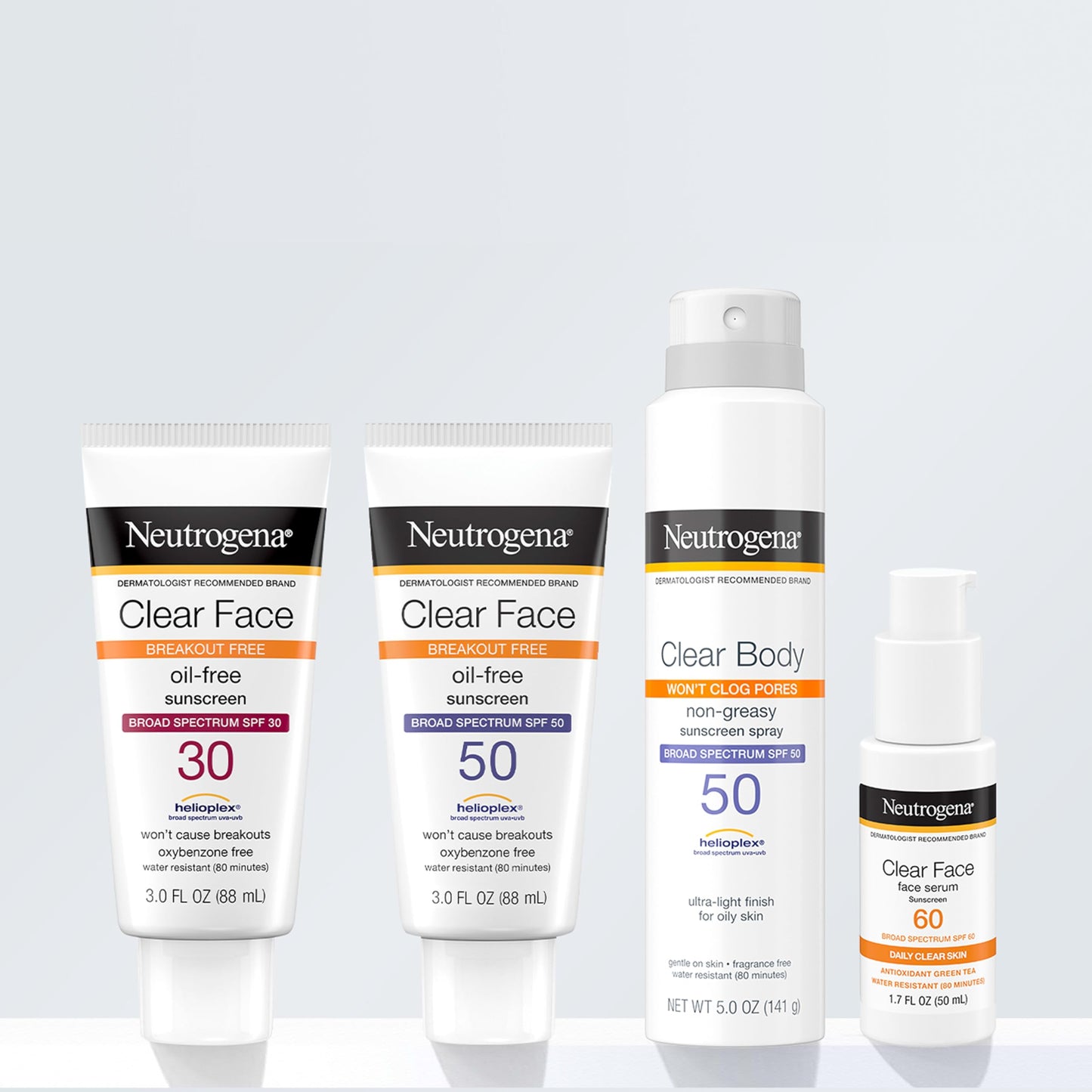 Neutrogena Clear Face Sunscreen for Acne-Prone Skin SPF 30, Broad Spectrum Facial Sunscreen Lotion, Lightweight, Non Comedogenic, Oil-, Fragrance- & Oxybenzone Neutrogena