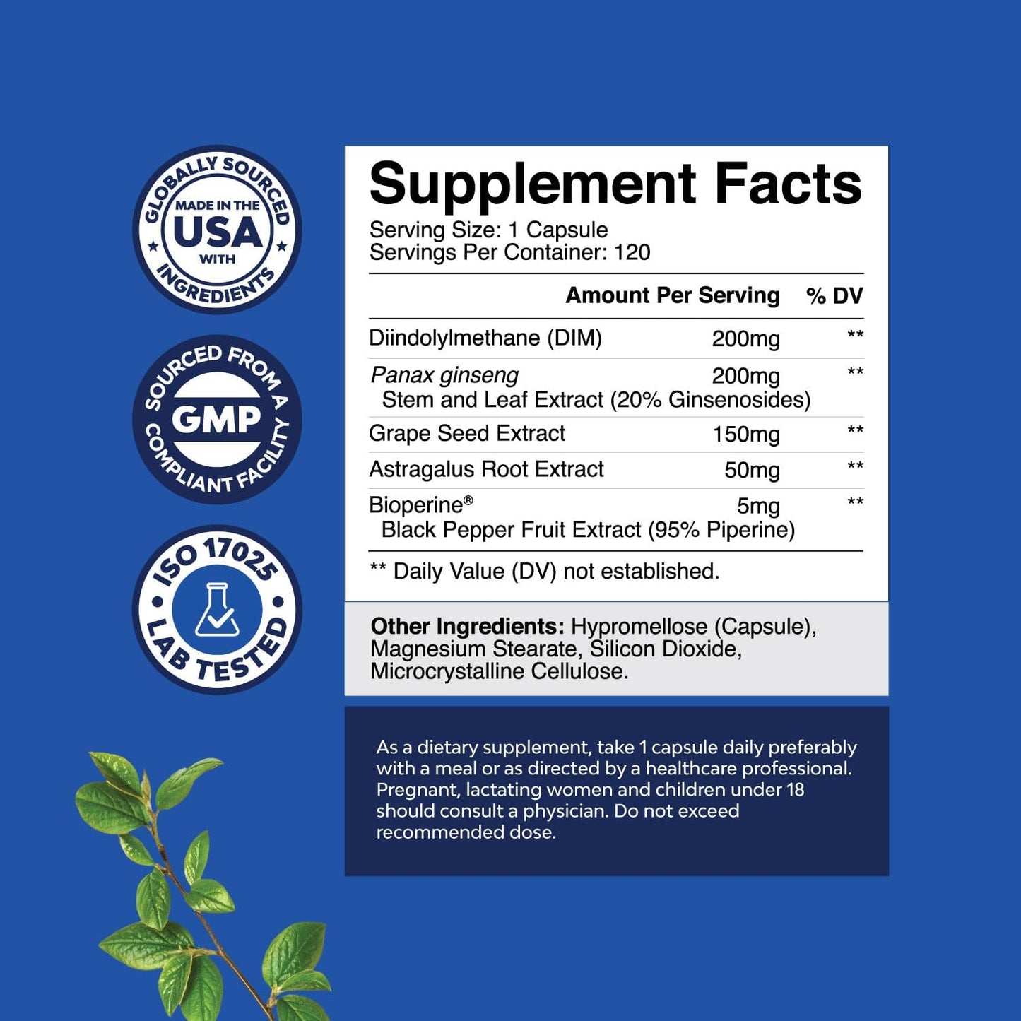 Natures Craft DIM Supplement for Men - DIM Estrogen Blocker for Men for Hormone Balance & Prostate Health - Diindolylmethane Complex with Panax Ginseng, Bioperine, Grapeseed & Astragalus - 120 Count Gsupps Australia