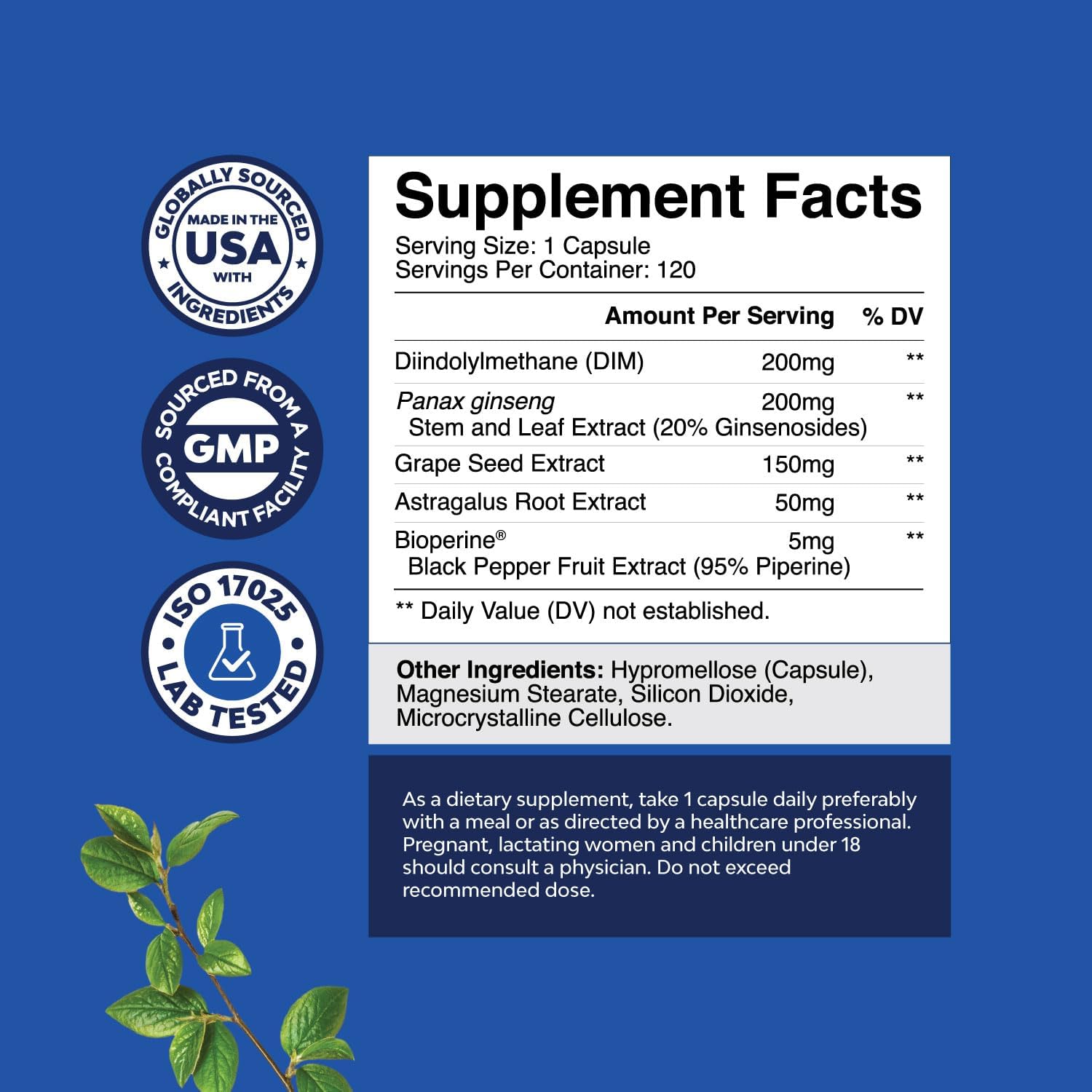 Natures Craft DIM Supplement for Men - DIM Estrogen Blocker for Men for Hormone Balance & Prostate Health - Diindolylmethane Complex with Panax Ginseng, Bioperine, Grapeseed & Astragalus - 120 Count Gsupps Australia