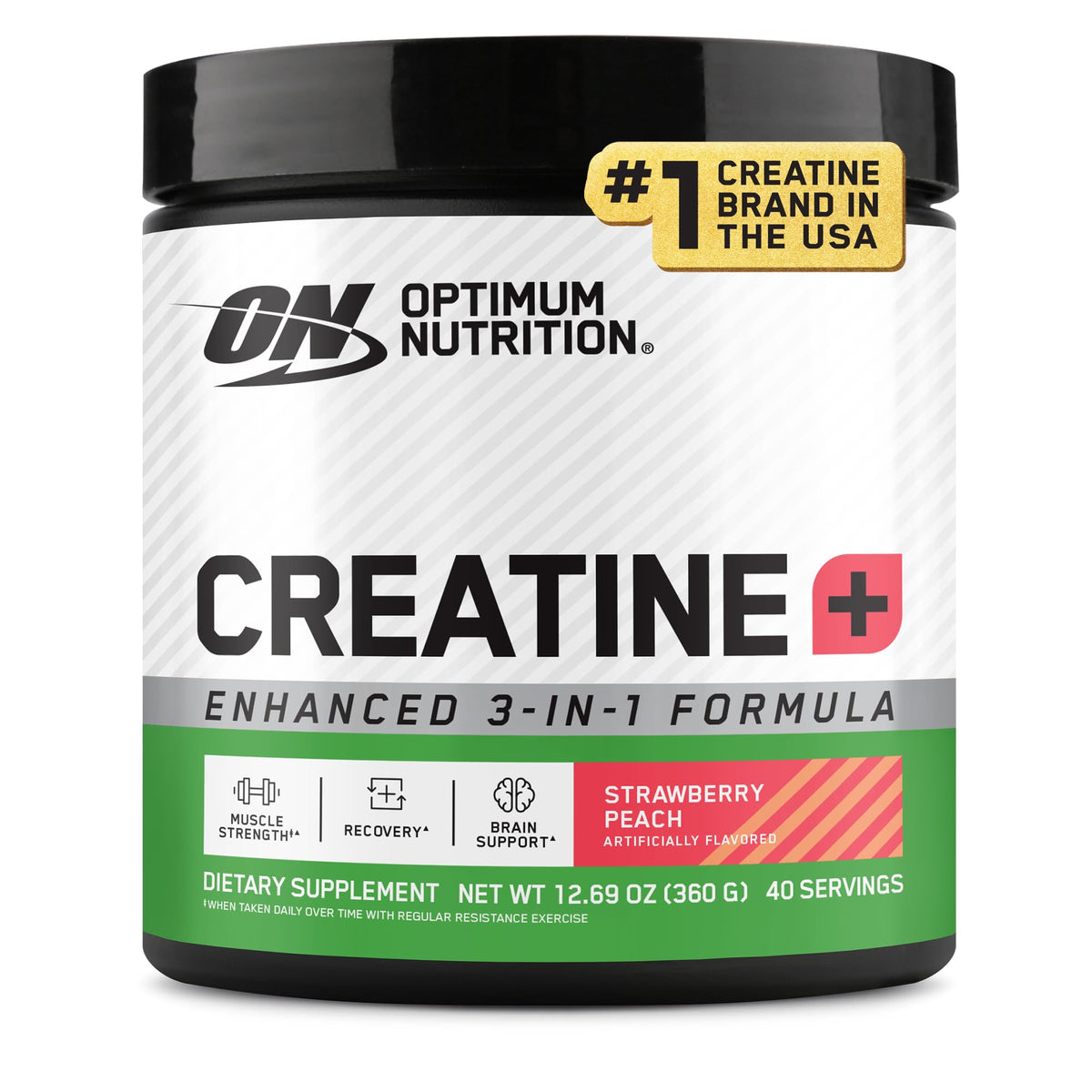 Optimum Nutrition Creatine Monohydrate Plus Powder, Strawberry Peach Flavored Creatine Performance Blend, with Electrolytes for Hydration, Added Vitamins Optimum Nutrition