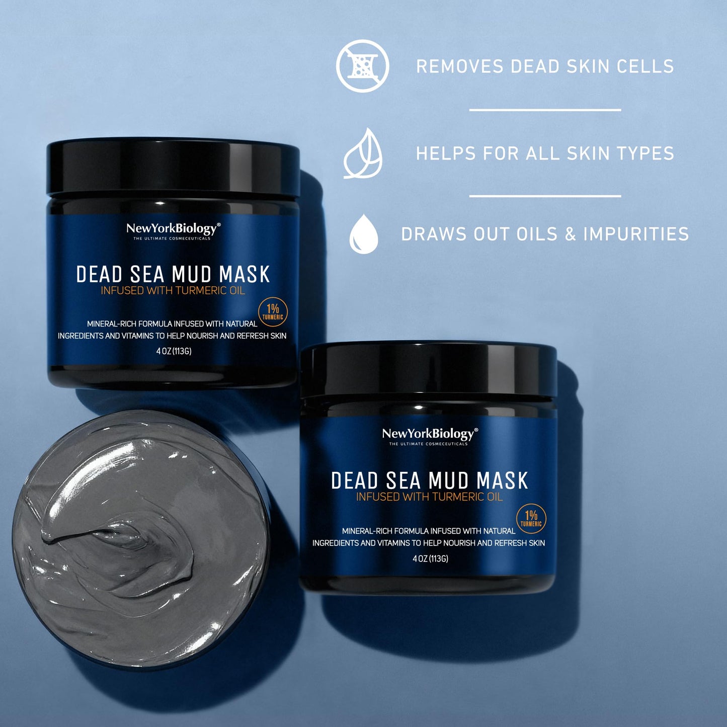 New York Biology Dead Sea Mud Mask for Face and Body | with Turmeric Oil | Spa Quality Pore Refiner for Oily Skin | Natural Skincare for Women & Men NEW YORK BIOLOGY THE ULTIMATE COSMECEUTICALS