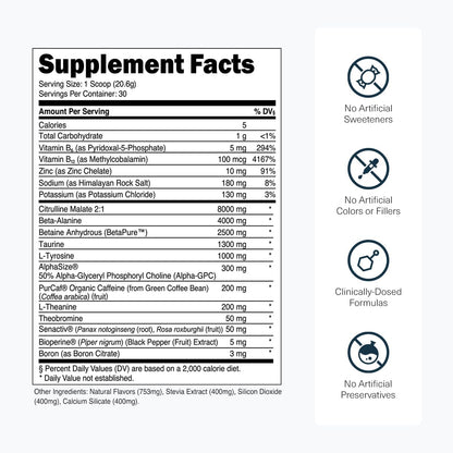 Transparent Labs Bulk Pre Workout Powder - Naturally Sweetened Preworkout for Men & Women, Pre Work Out for Muscle Building & Strength w/Beta Alanine & BetaPure - 30 Servings, Strawberry Lemonade