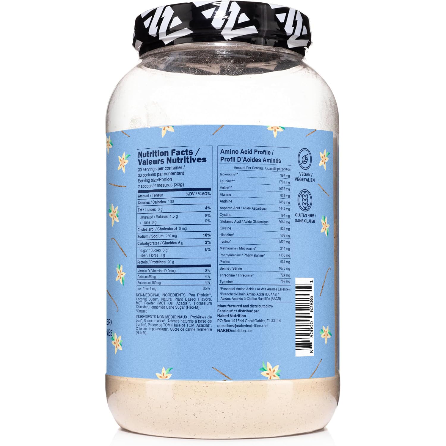 NAKED Shake - Vanilla Protein Powder - Plant Based Protein Shake with Mct Oil, NSF Certified, Gluten-Free, Soy-Free, No Gmos Or Artificial Sweeteners - 30 Servings NAKED buy australia supplements