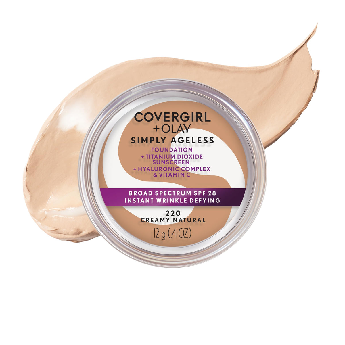 COVERGIRL & Olay Simply Ageless Instant Wrinkle-Defying Foundation, Creamy Natural 0.44 Fl Oz (Pack of 1) COVERGIRL