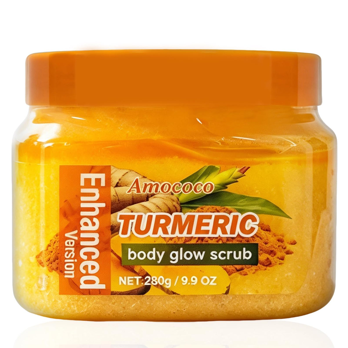 Amococo Turmeric Body Scrub, Botanical Skin Cleanser for Dullness & Uneven Tone, Gentle Exfoliating Scrub for Smooth & Glowing Skin Texture, 9.8 oz Amococo