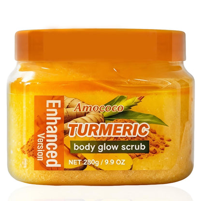 Amococo Turmeric Body Scrub, Botanical Skin Cleanser for Dullness & Uneven Tone, Gentle Exfoliating Scrub for Smooth & Glowing Skin Texture, 9.8 oz Amococo