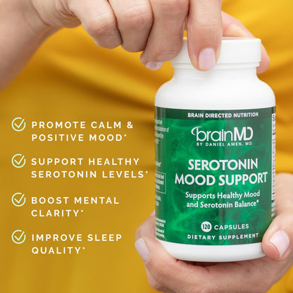 BRAINMD Dr Amen Serotonin Mood Support - 120 Capsules - Supports Healthy Serotonin Balance - Gluten Free - 30 Servings
