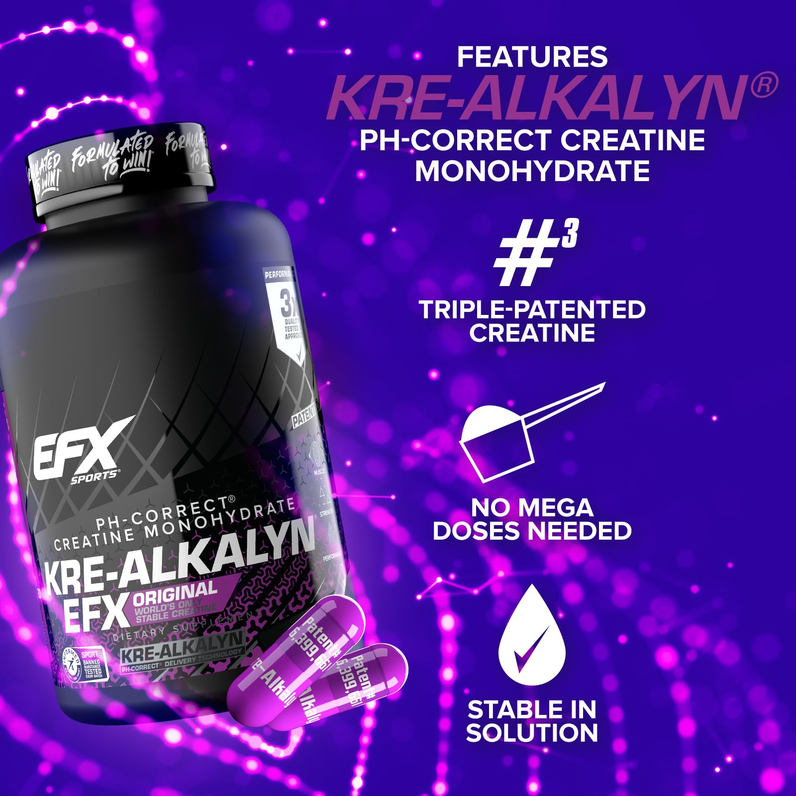 EFX Sports Kre-Alkalyn EFX | pH Correct Creatine Monohydrate Pill Supplement | Strength, Muscle Growth & Performance | 120 Servings, 240 Capsules EFX Sports buy australia supplements