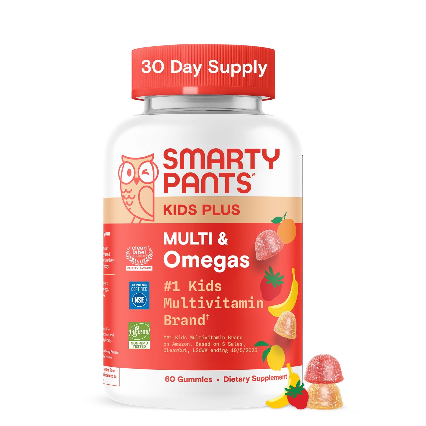 SmartyPants Kids Multivitamin Gummies with Omega 3 DHA/EPA, Vitamins D3, C, B12, B6, A, K, and Zinc, Gluten Free SmartyPants