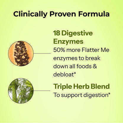HUM Flatter Me Extra Strength Digestive Enzymes for Women, Men, Digestive Gut Bloating Supplement, Ginger, Peppermint Leaf, Fast Acting Anti Bloat Pills Multi Enzyme for Debloating, 60 Capsules