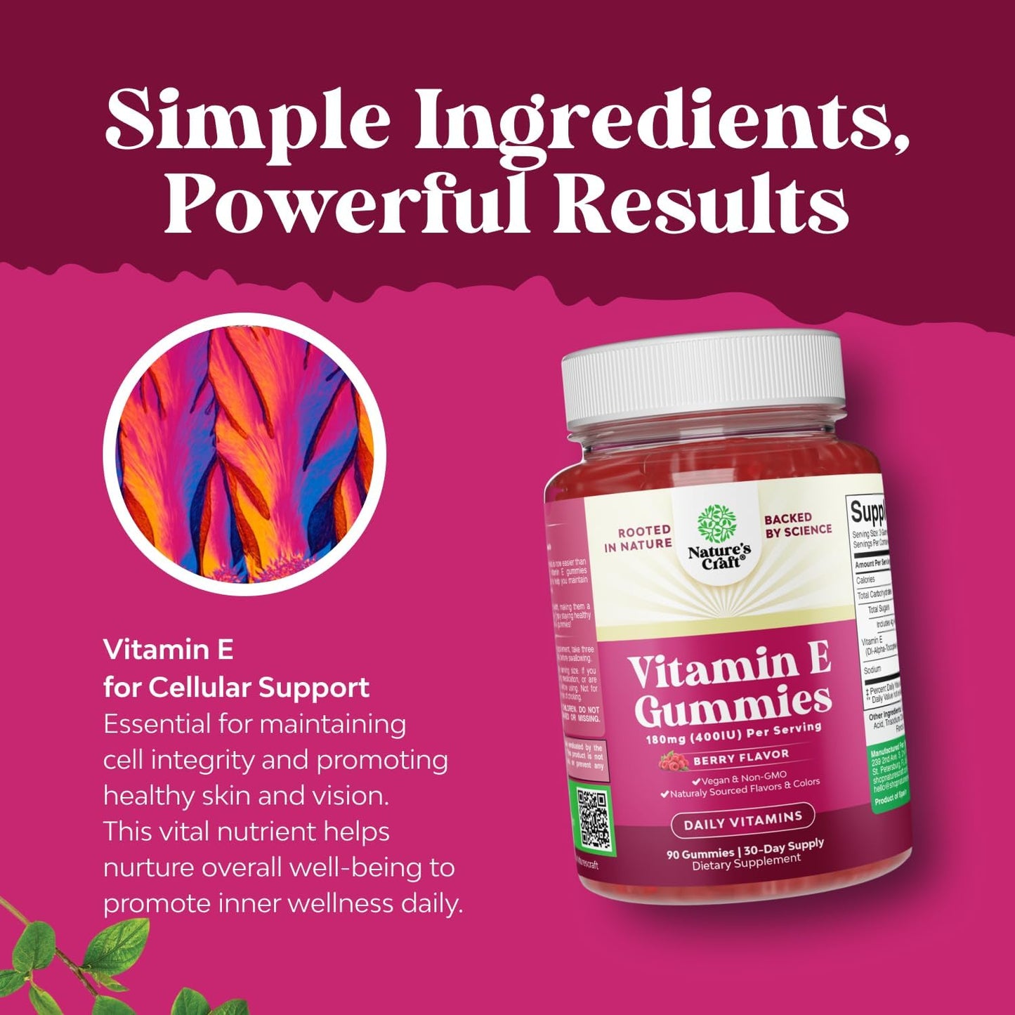Natures Craft Vitamin E Gummies for Skin Care - High-Potency Vitamin E 400 IU Skin Supplement - Delicious & Easy-to-Take Supplement Promote Health Immune Support & Cellular Protection 90 Count Gsupps Australia
