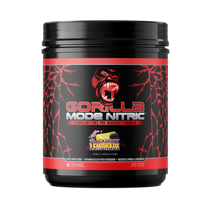 Gorilla Mode Nitric Upgraded Stimulant Free Pre-Workout – Best Tasting and Most Effective Stimulant Free Pre-Workout/Massive Pumps · Vasodilation · Power / 776 Grams (Cherry Blackout)