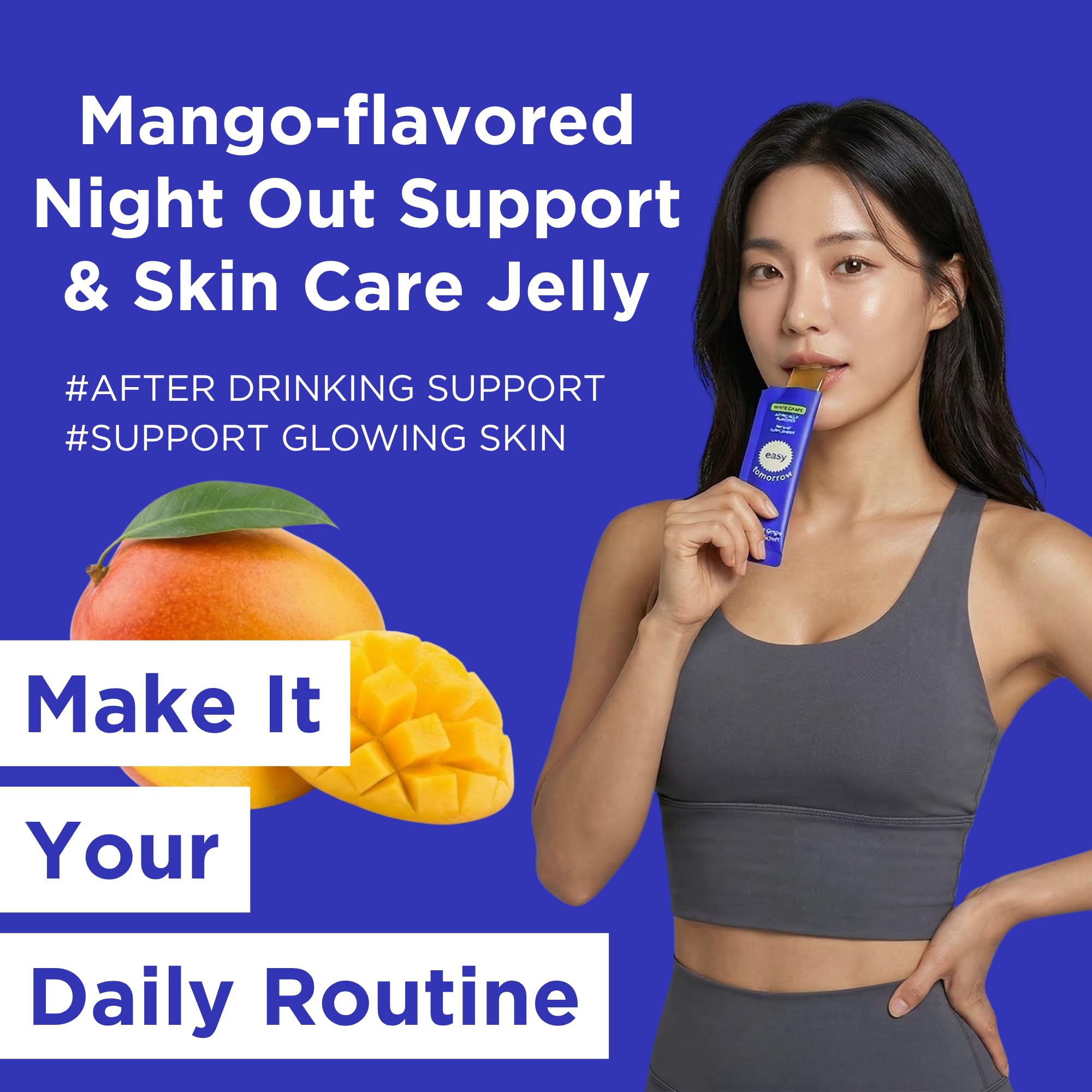 EASY TOMORROW - Natural Energy & Morning Vitality Jelly Stick - Daily Korean Skin Health Supplement & After Drinking Support with DHM & Glutathione - K-Beauty Inspired (Mango Flavor, 10 Sticks) EASY TOMORROW buy australia supplements