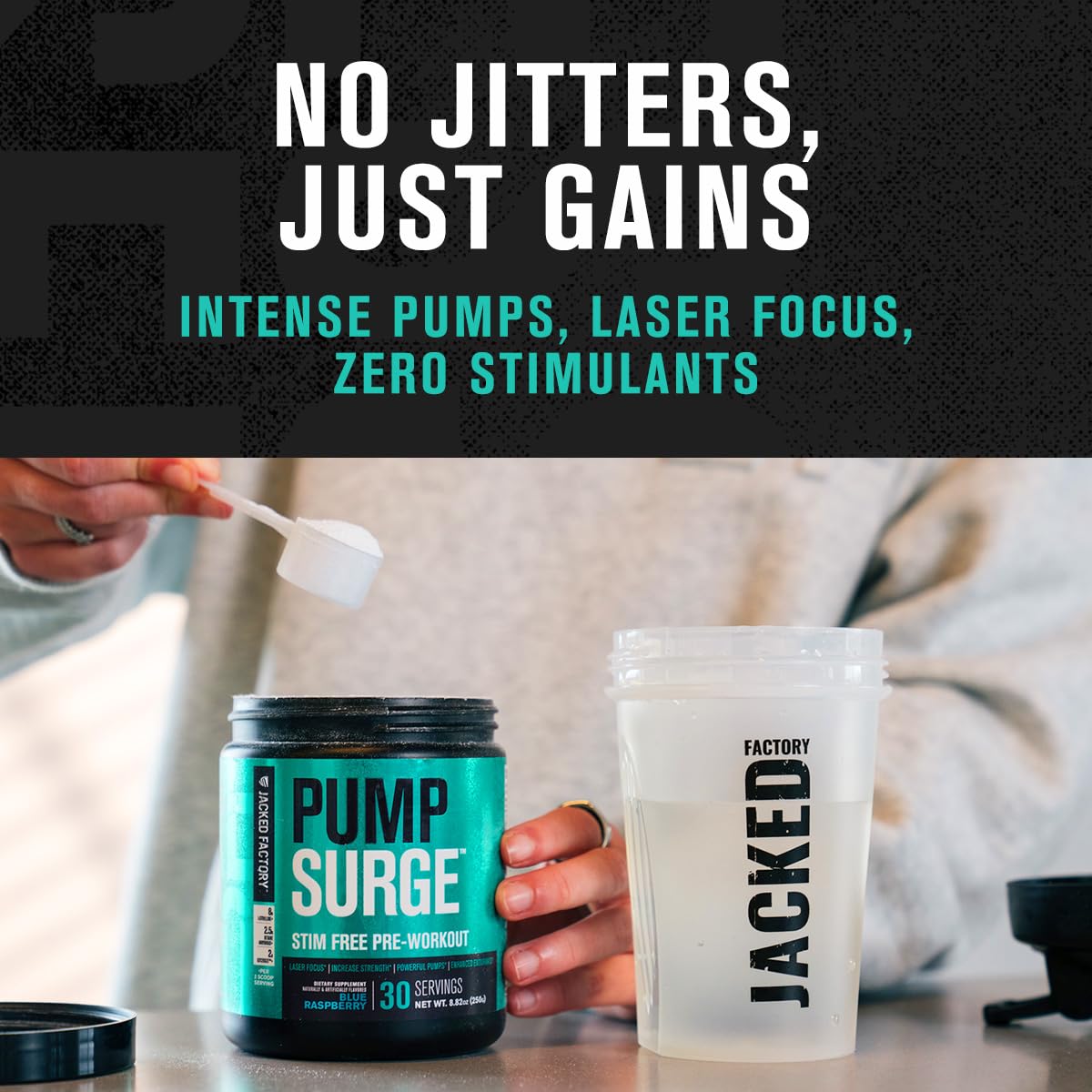 Jacked Factory Pumpsurge Caffeine Free Pre Workout for Men & Women - Booster & Stim Free Pre Workout - Intense Pumps, Enhanced Focus - 30 Servings, Cherry Limeade 8.83oz Jacked Factory buy australia supplements