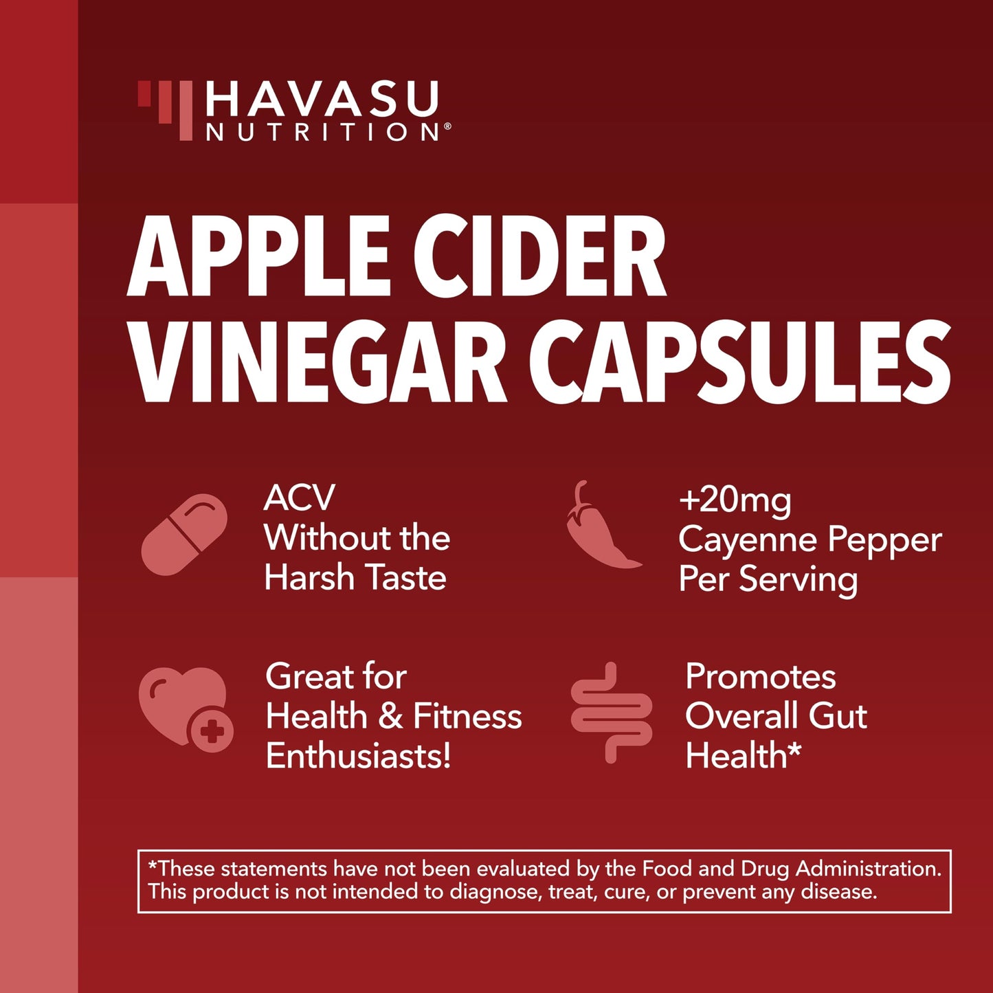 Apple Cider Vinegar Capsules with Cayenne Pepper, 60 Count, 2-Month Supply | 500mg ACV Per Serving for Appetite, Cravings, and Bloating Relief, Vegan, Non-GMO, Easy-to-Take Capsules, 60-Day Supply Gsupps Australia