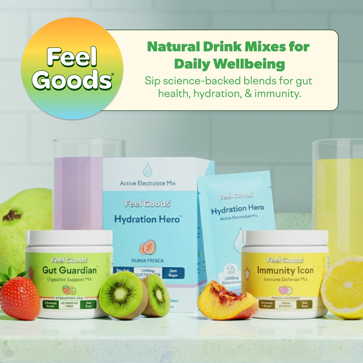 Feel Goods Gut Guardian, Gut Health Powder Drink Mix - Probiotic Fiber with Prebiotics & L Glutamine for Digestive Health, Bloating Relief & Digestion Support, Feel Goods