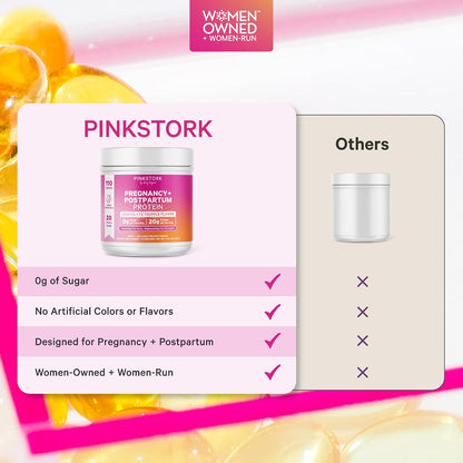 Pink Stork Pregnancy & Postpartum Protein Powder, 20g, Chocolate, 15 Scoops | Protein Powder for Women, 20g Whey & Collagen, Prenatal & Breastfeeding Nutrition, Energy, Recovery & Hydration Support