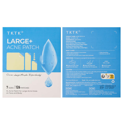 TKTK Large Pimple Patches for Face & Body Zit Breakouts, 7 Sizes 126 Count TKTK