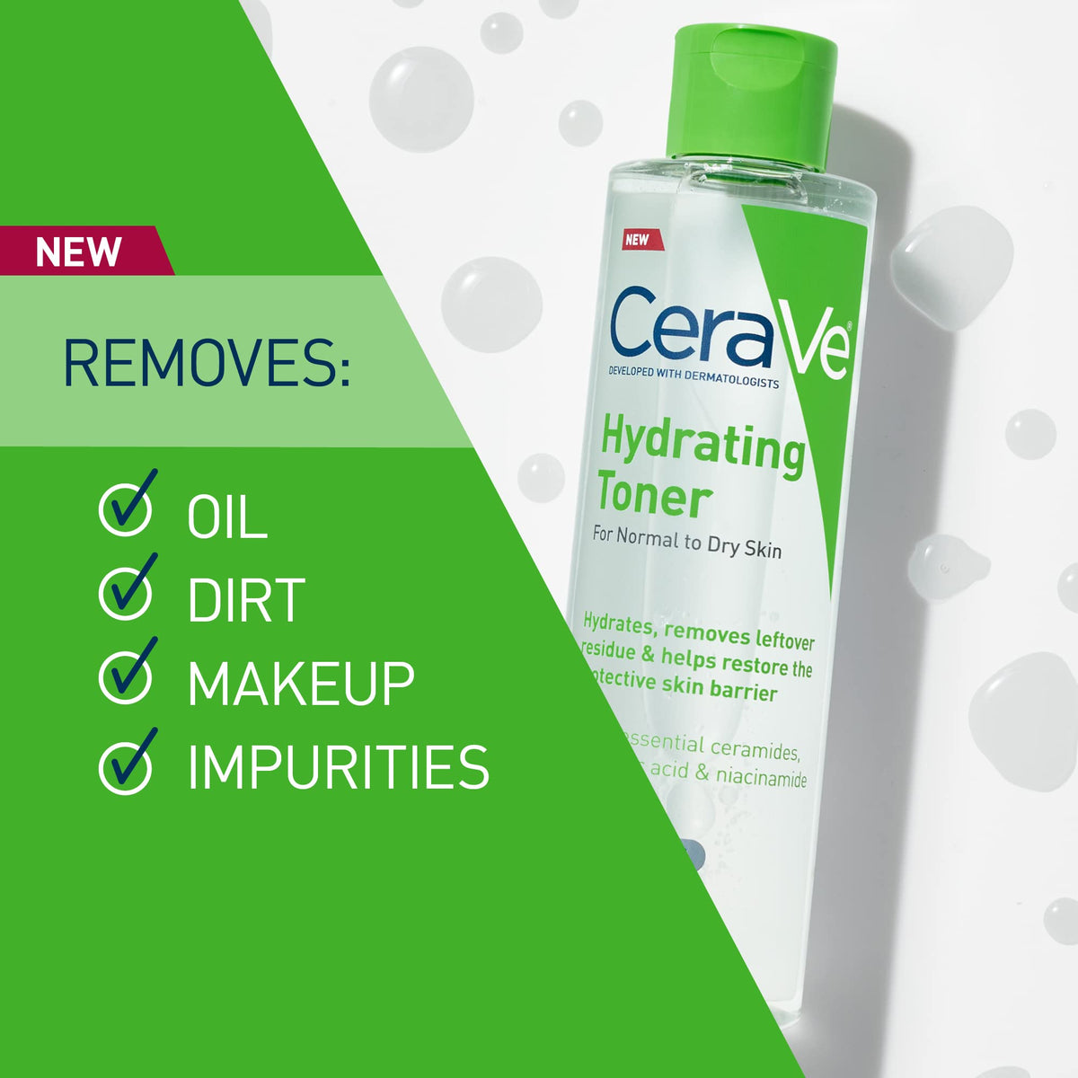 CeraVe Hydrating Toner for Face Non-Alcoholic with Hyaluronic Acid, Niacinamide, and Ceramides for Sensitive Dry Skin, Fragrance-Free Non Comedogenic, Full Size, 6.8 Fl Oz CeraVe